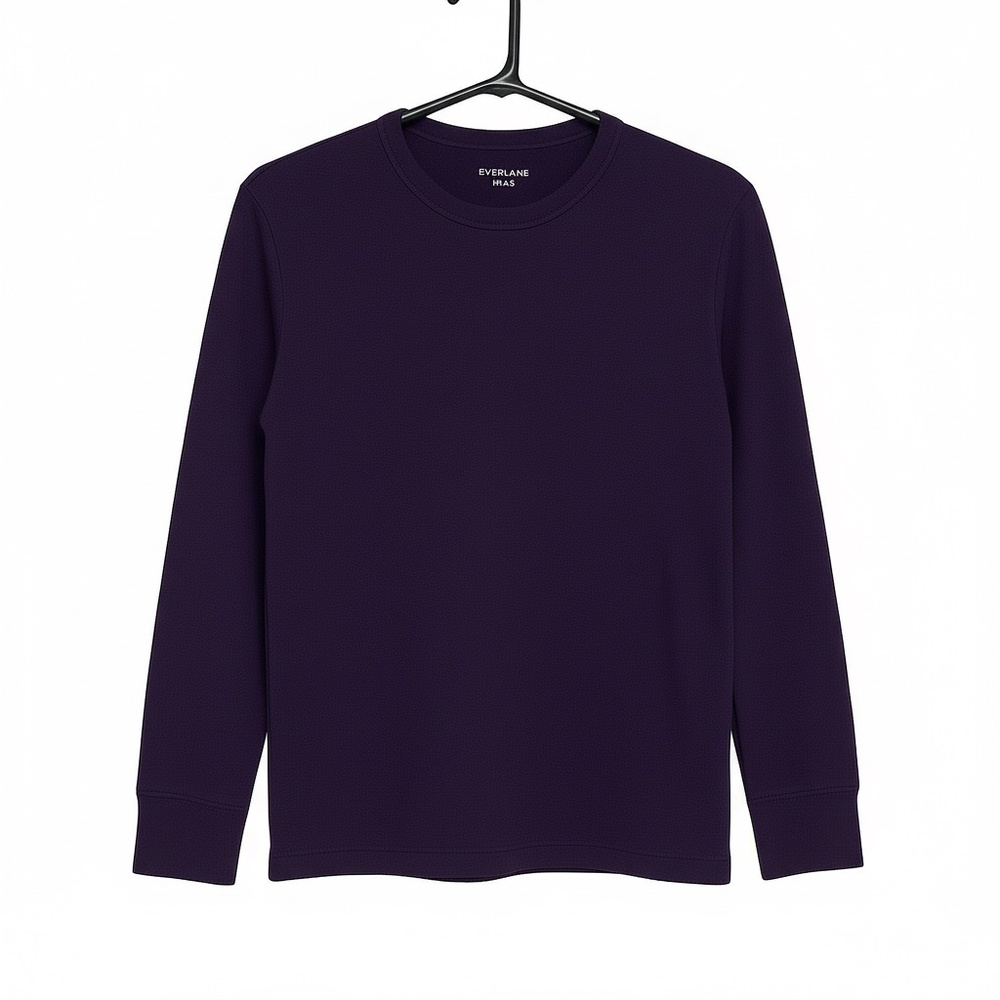 Everlane Dark Purple Waffle Long-Sleeve Crew Tee